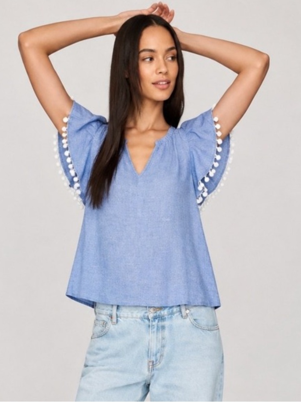$118 Lilly Pulitzer Linen Astara Top in Beckon Blue, Size Small
